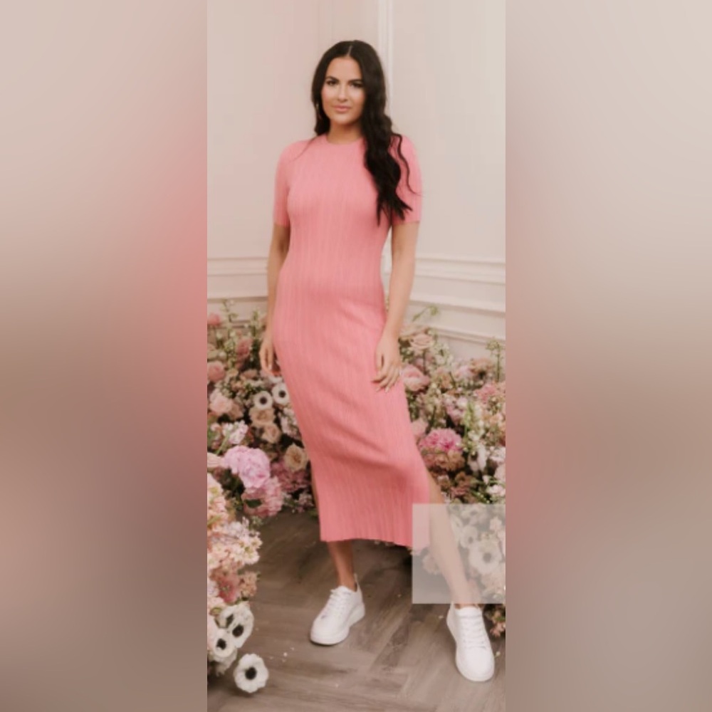 Rachel Parcell Rib Midi Pencil Dress in Pink